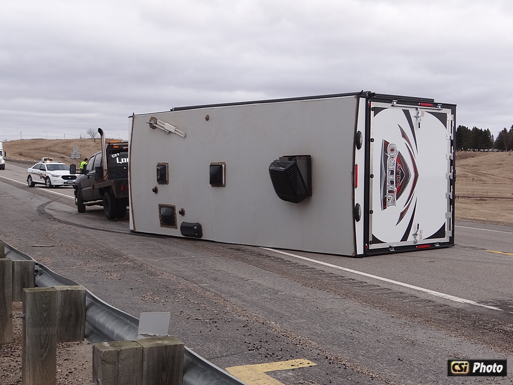Wind tips trailer April 2, 2015 Hwy 281 Truck Bypass - CSi Photo